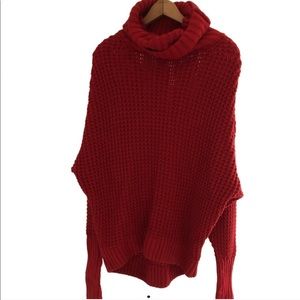 & Other Stories Red Knit Turtleneck Sweater